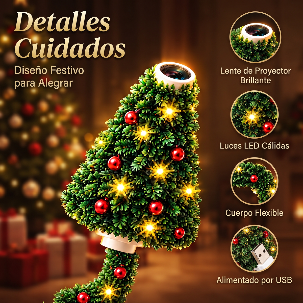 Proyector de árbol de Navidad con 6 escenas mágicas