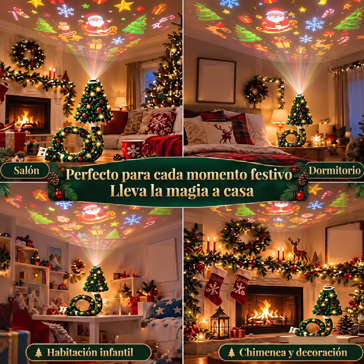 Proyector de árbol de Navidad con 6 escenas mágicas